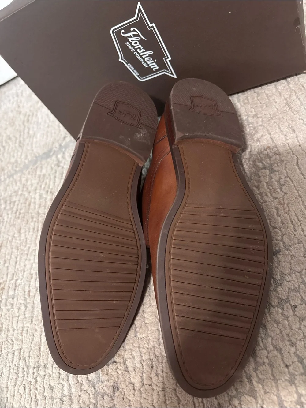 Florsheim Men's Cognac Brown Leather Shoes - Lace-Up size 10.5